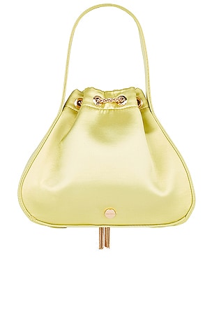 olga berg Miki Drawstring Satin Bag in Yellow