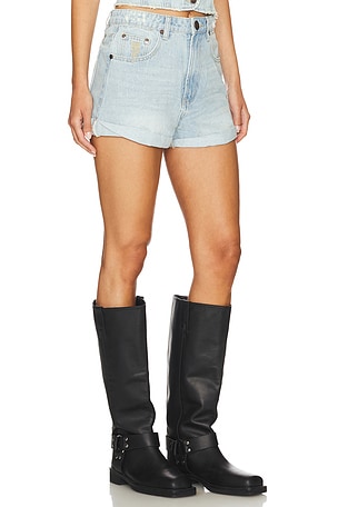 One Teaspoon Bandits High Waist Denim Short in Denim-Light