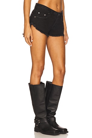 One Teaspoon Dukes Low Waisted Mini Denim Shorts in Black