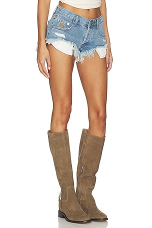 One Teaspoon Micro Dukes Low Waist Shorts in Blue. Size 31. Also