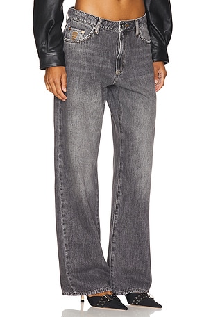 One Teaspoon Jacksons Mid Waist Wide Leg Jeans in Grey