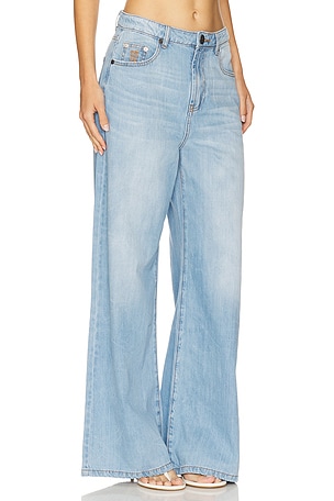 One Teaspoon Love Machines High Waist Super Wide Leg in Blue