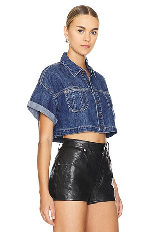 One Teaspoon Cropped Western Shirt in Blue