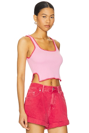 One Teaspoon Scallop Knitted Vest in Pink