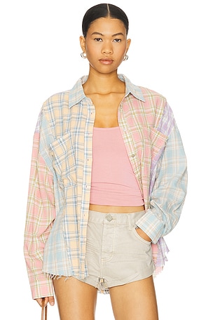 Patchwork Cotton Check Shirt One Teaspoon