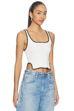 One Teaspoon Knitted Scallop Tank Top in Cream