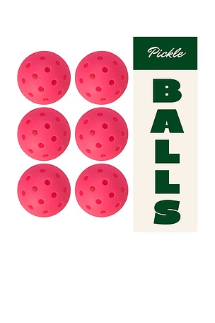 Set Of 6 Pink Pickleball Balls On Holiday Pickleball