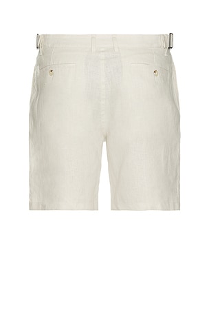 onia Linen Fixed Waist Shorts in Beige