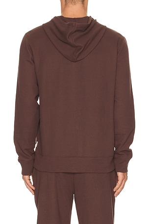 onia Waffle Half Button Hoodie in Brown. Size XL/1X. Also