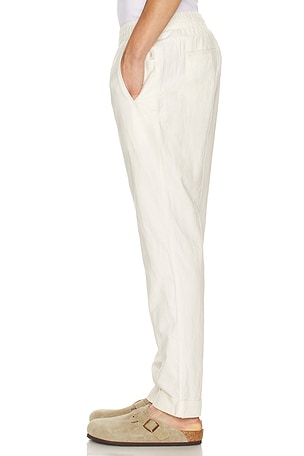 onia Linen Cotton Stretch Cuff Pant in White
