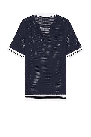 onia Mesh Knit Polo in Navy