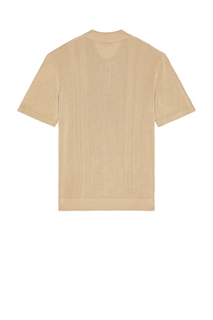 onia Silk Ribbed Knit Polo in Tan