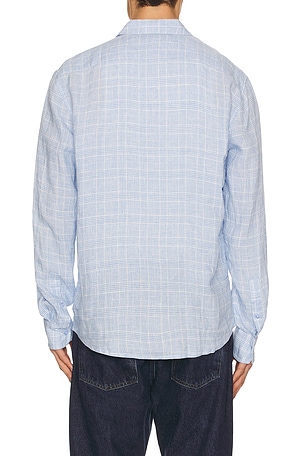 onia Linen Long Sleeve Shirt in Blue