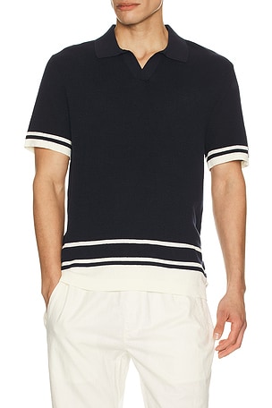 Cotton Textured Johnny Collar Polo onia