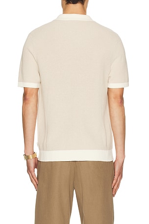 onia Linen Button Up Sweater Shirt in Beige