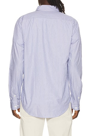 onia Poplin Long Sleeve Button Down Shirt in Blue