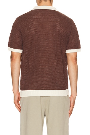 onia Linen Button Up Shirt in Brown. Size L. Also