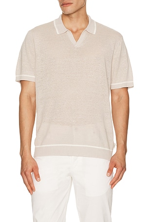 Linen Johnny Collar Polo onia