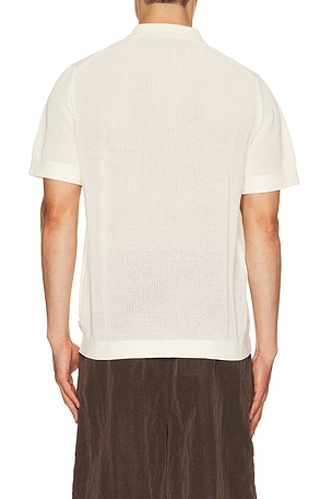 onia Crochet Knit Button Up Shirt in Cream. Size L. Also