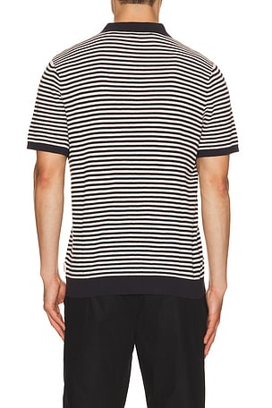 onia Textured Knit Polo in Navy,White