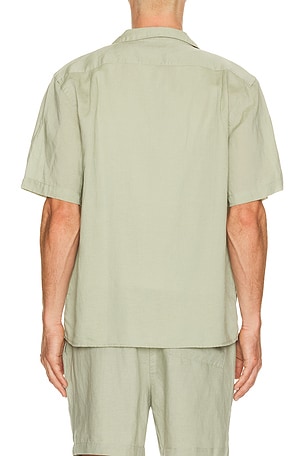 onia Air Linen Convertible Vacation Shirt in Green. Size S. Also