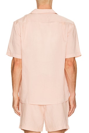 onia Air Linen Convertible Vacation Shirt in Pink. Size M. Also