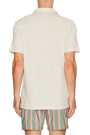onia Shaun Stretch Linen Polo in Cream