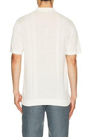 onia Silk Ribbed Knit Polo Shirt in Ivory