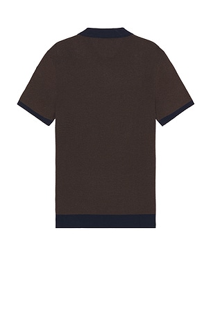 onia Cotton Textured Knit Polo in Brown