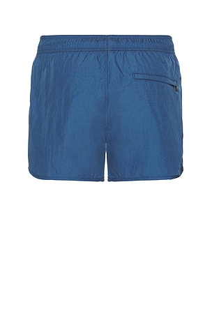 onia Nylon Crinkle 4 Scallop Swim Trunk in Blue