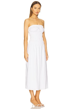 onia Air Linen Smocked Maxi Dress in White