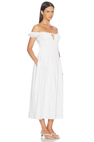 onia Off Shoulder Midi Dress in White