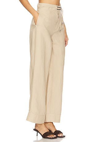 onia Air Linen Paperbag Trouser in Tan