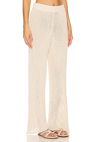 onia Crochet Wide Leg Pant in Beige