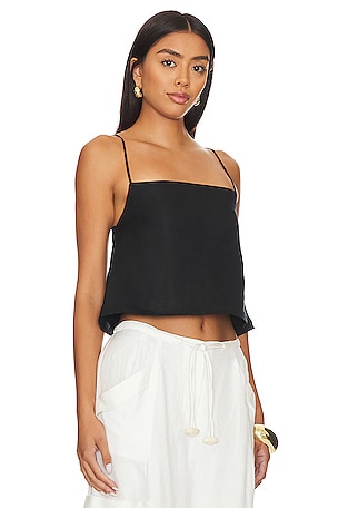 onia Air Linen Square Neck Tank in Black