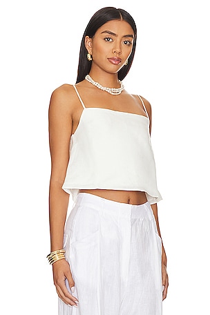 onia Air Linen Square Neck Tank in White