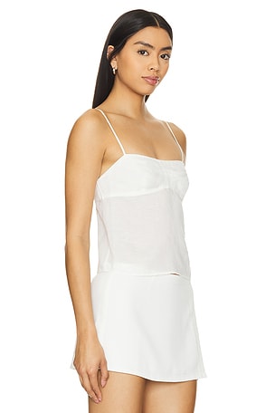 onia Air Linen Open Back Top in White