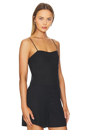 onia Air Linen Open Back Top in Black