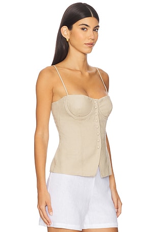 onia Air Linen Underwire Corset Top in Tan