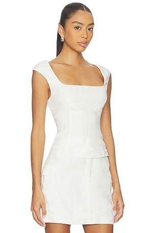 onia Linen Peplum Top in White
