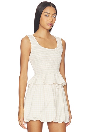 onia Air Linen Smocked Tank Top in Neutral