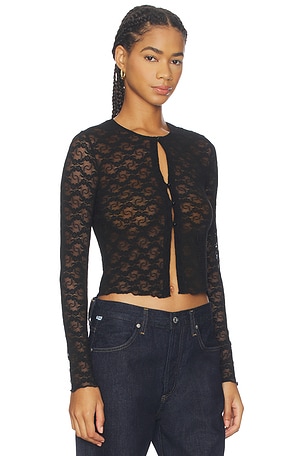 Only Hearts Stretch Lace Lace Classic Cardi in Black