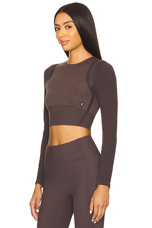 On Studio Knit Crop Long Sleeve Top in Charcoal