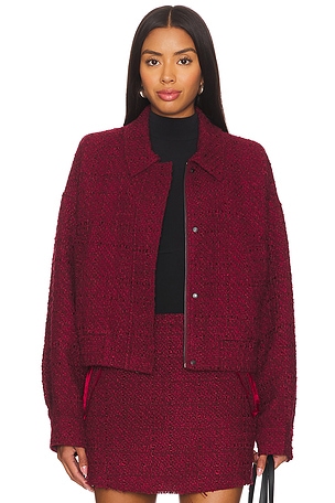 Alexis Shura Faux Fur Jacket in Burgundy REVOLVE