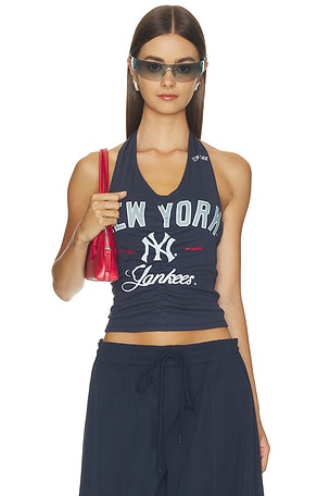 NY Yankees Ruched Halter Top Off Season