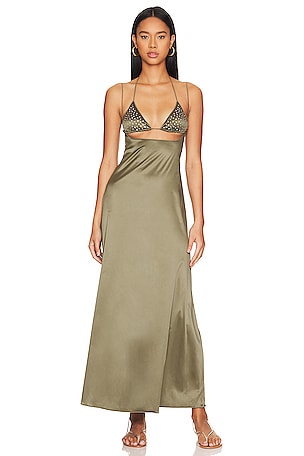 oseree dress green Lumière Plumage Slip Dress