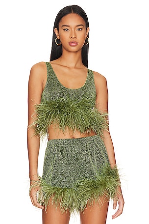 Oseree Lumiere Plumage Top in Green | REVOLVE