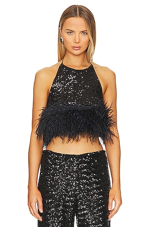 Paillettes Plumage Halter Top Oseree