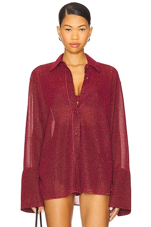 Oseree Lumiere Sleeves Shirt in Burgundy