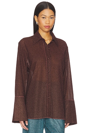 Oseree Lumiere Sleeves Shirt in Brown